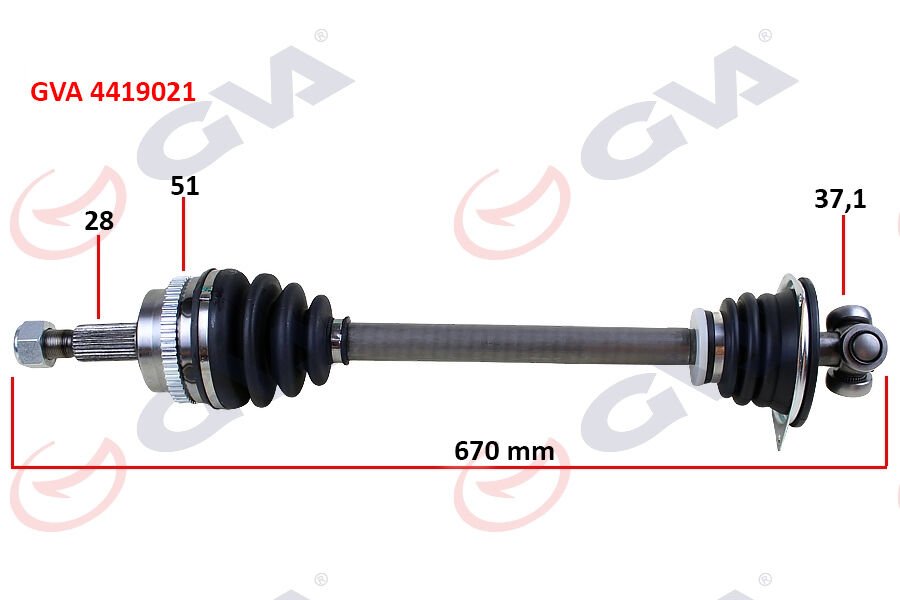 AKS KOMPLE SOL RENAULT MASTER II 98>06 OPEL MOVANO A 98>01 1.9dCi 2.2dCi 2.5dCi 2.8dCi 51DİŞ 670mm