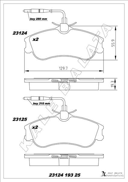 ÖN BALATA PARTNER-BERLINGO 07/96 > XSARA 04/97 > P306 05/93-05/01 FİŞLİ  1611335080-4251.54-4251.55-4254.85