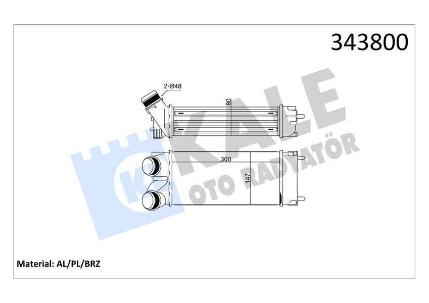 TURBO RADYATÖRÜ INTERCOOLER BERLINGO 04>C4 04>P308 07>PARTNER 04>1.6HDI AL/PL/BRZ 300x147x76