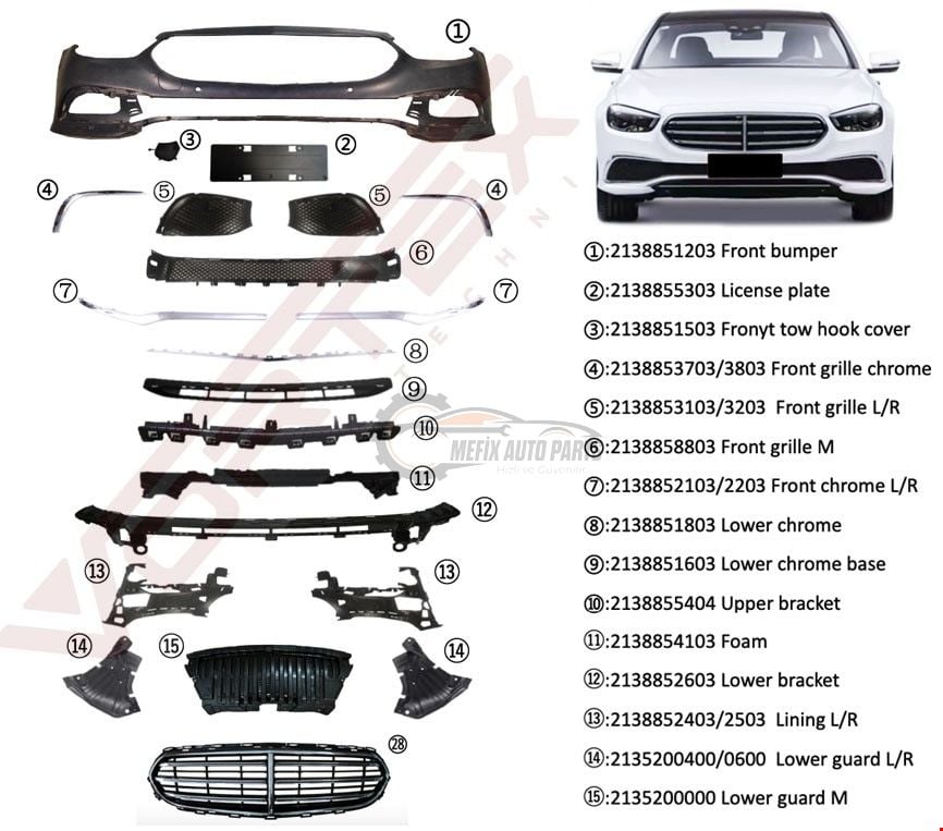 MERCEDES - ÖN TAMPON SET EXCLUSIVE (PANJURLU) W213 2020- - 2138851203 / 2138809703