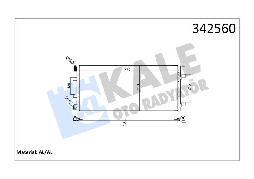 KLİMA RADYATORU KONDENSERİ RENAULT MASTER III 10> OPEL MOVANO B 10> 2.3dCi 775x351x16 ALÜMİNYUM KURUTUCU İLE