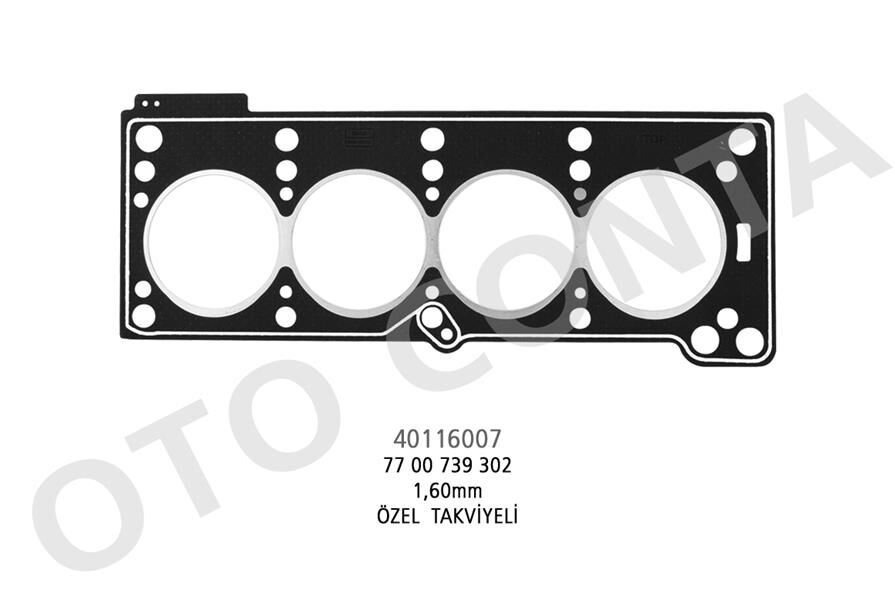 SİLİNDİR KAPAK CONTASI CLIO I-KANGOO-MEGANE I-R19 1.4 E7F-E7J LPG Lİ ARAÇLARA ÖZEL TAKVİYELİ 1.60mm BEYAZ  7700739302