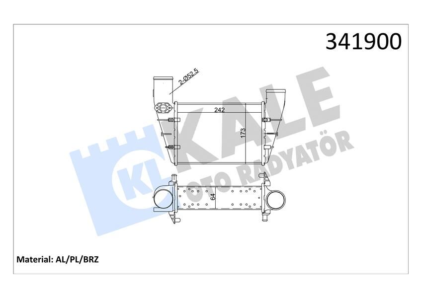 TURBO RADYATÖRÜ INTERCOOLER PASSAT-A4-A6 1.8T 1.9TDI 0005 240.8X166.2X67 AL-PL-BRZ  058145805A-058145805B-058145805G