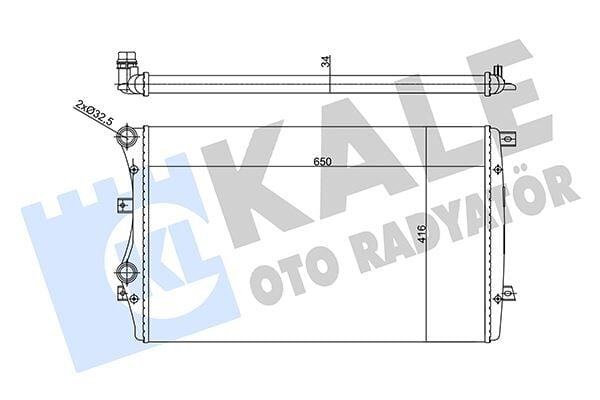 SU RADYATÖRÜ AUDI A3-SEAT ALTEA-LEON-TOLEDO III-SKODA OCTAVIA III-SUPERB II-YETİ II-VW BEETLE-CADDY II-IV-EOS-GOLF V-VI-JETTA III-IV-PASSAT-SCIROCCO-TOURAN 1.4TSI-1.9TDI 04> MT MEKANİK 650X416X34
