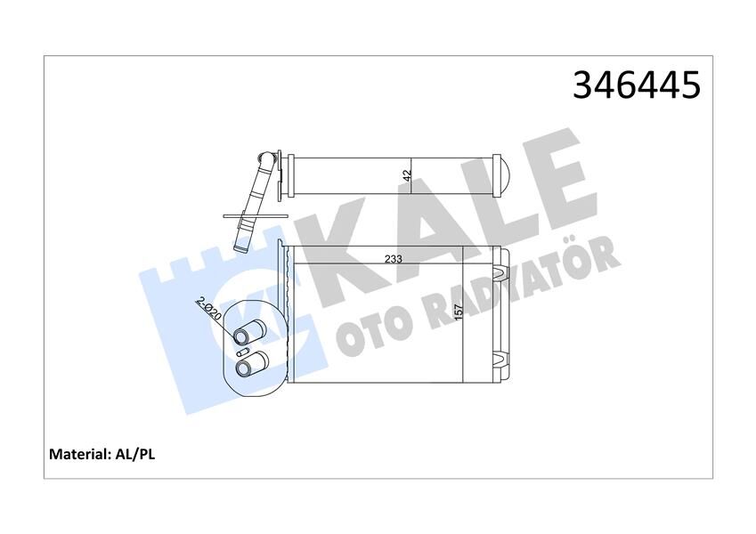 KALORİFER RADYATÖRÜ VW TRANSPORTER T4 1.9D-TD-2.0D-2.4D-2.5D-TD ÖN 234x157x42 AC