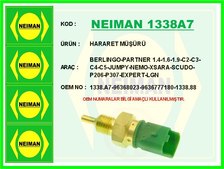 HARARET MÜŞÜRÜ BERLINGO-PARTNER 1.4-1.6-1.9-C2-C3-C4-C5-JUMPY-NEMO-XSARA-SCUDO-P206-P307-EXPERT-LGN