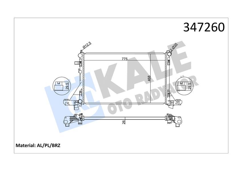 RADYATÖR MASTER III-MOVANO B 2.3DCI-CDTI 10 > KLİMALI 773x469x26 mm  214005447R-214107695R-214106091R
