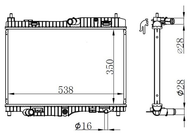 MOTOR SU RADYATORU FIESTA 08>12 VI 08> 1.4 EFI AT 1.4 1.6 OTOMATIK ŞANZIMAN 350 538 16