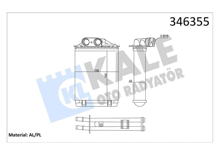 KALORIFER RADYATORU FIAT 500C FIAT 500 FIAT 500L PANDA FORD KA 1.2 1.3 1.4  77362540