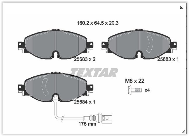 FREN BALATASI ÖN KABLOLU A3 12> LEON 15> OCTAVIA 14>SUPERB 15>GOLF VII-PASSAT 14>TIGUAN 16>
