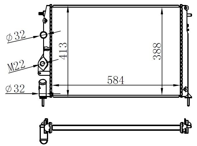 RADYATÖR MGN I-SCENIC 1.4-1.6-1.8-2.0 16V AC MEK LOGAN 1.5 DCİ 586x415x23