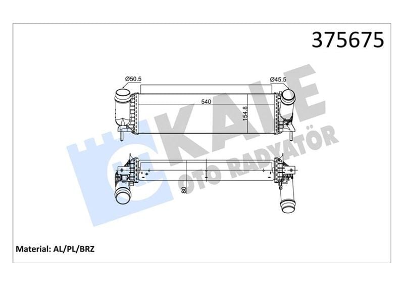 TURBO RADYATÖRÜ INTERCOOLER NISSAN NAVARA NP300 2.3 DCI 15 >MERCEDES X-CLASS 2.3 3.0D 15 > BRAZING 80MM  144614JA0B