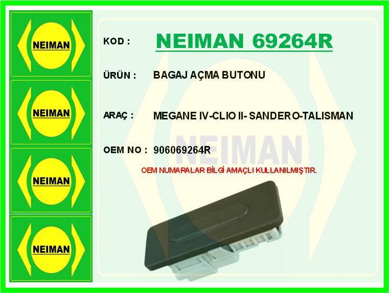 BAGAJ AÇMA BUTONU RENAULT MEGANE IV 16> TALISMAN 16>