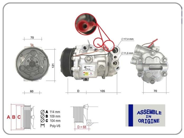 KLİMA KOMPRESÖRÜ SIFIR ÜRÜN FIAT DOBLO 10> FIORINO 07>GRANDE PUNTO 05>13 LINEA 07> CORSA D 06>14 P EUGEOT BIPPER CITROEN NEMO ALFA MITO 09>18 1.3 MTJ 1.7 CDTI 12V 6 KANAL 110MM  51803075-1537745-1607883080