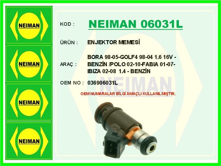 ENJEKTOR MEMESİ BORA 98-05-GOLF4 98-04 1.6 16V - BENZİN /POLO 02-10-FABIA 01-07-IBIZA 02-08 1.4 - B  036906031L