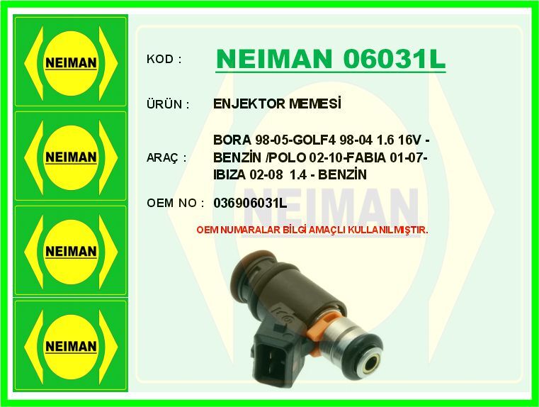 ENJEKTOR MEMESİ BORA 98-05-GOLF4 98-04 1.6 16V - BENZİN /POLO 02-10-FABIA 01-07-IBIZA 02-08 1.4 - B  036906031L