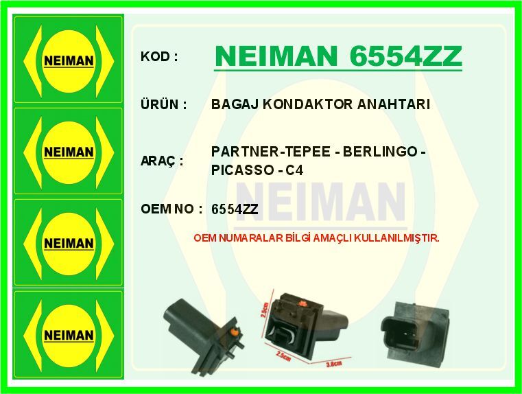 BAGAJ KONDAKTOR ANAHTARI PARTNER-TEPEE - BERLINGO - PICASSO - C4