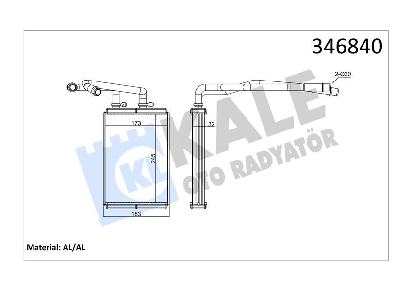 KALORİFER RADYATÖRÜ SCUDO 07>JUMPY 07>ULYSSE 07>P807 05> 250x180x33