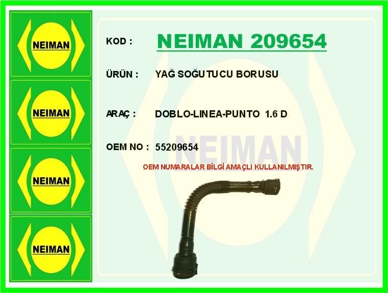 YAĞ SOĞUTUCU BORUSU DOBLO-LINEA-PUNTO 1.6 D  55209654