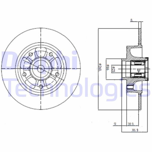 ARKA FREN AYNASI RULMANLI RENAULT MEGANE III 09> FLUENCE 09> CLIO IV 12> SCENIC III 09> 260x8x5DELİK