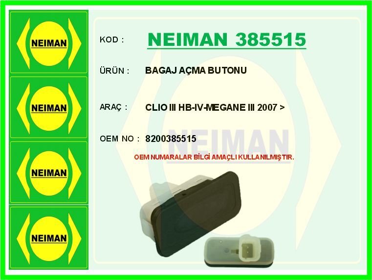 BAGAJ AÇMA BUTONU CLIO III HB-IV-MEGANE III 2007 >