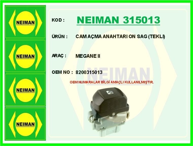 CAM AÇMA ANAHTARI ON SAG TEKLI MEGANE II