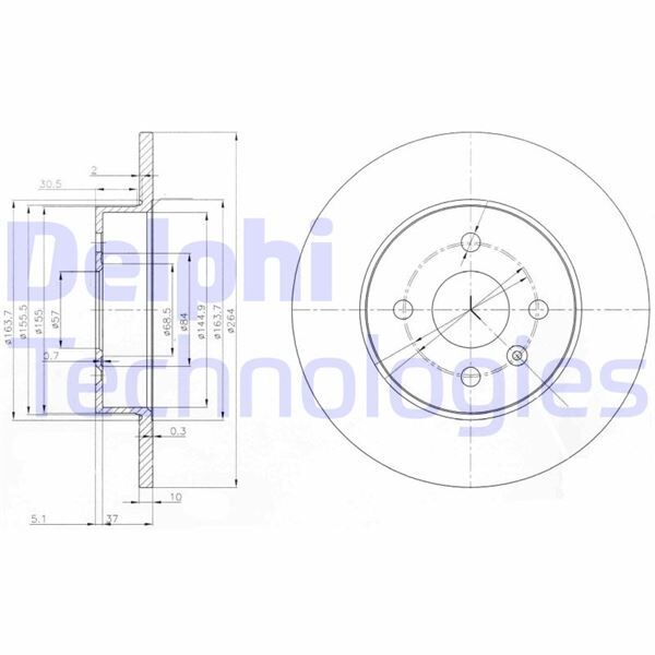 ARKA FREN AYNASI ASTRA H L67 04>14 COMBO C 01>11 MERIVA A 03>10 264x10x4DL DOLU  93176548-569116-95526641-93363430