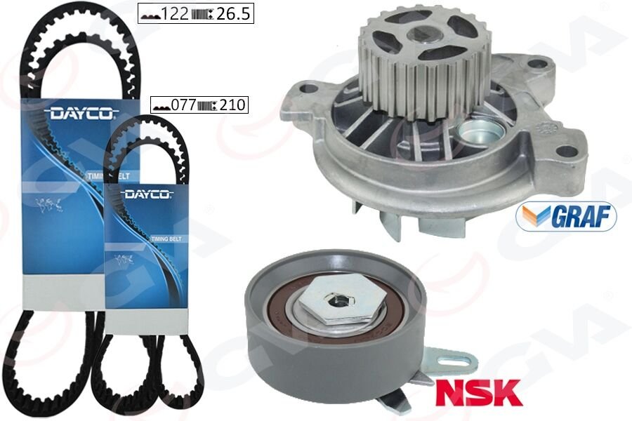 DEVİRDAİMLİ TRİGER SETİ 122x26.5 TRANSPORTER T4 2.4D 90-03 AJA K065323XS 2 KAYIŞ 1 GERGİ  074198119A-074198119F-074198119J