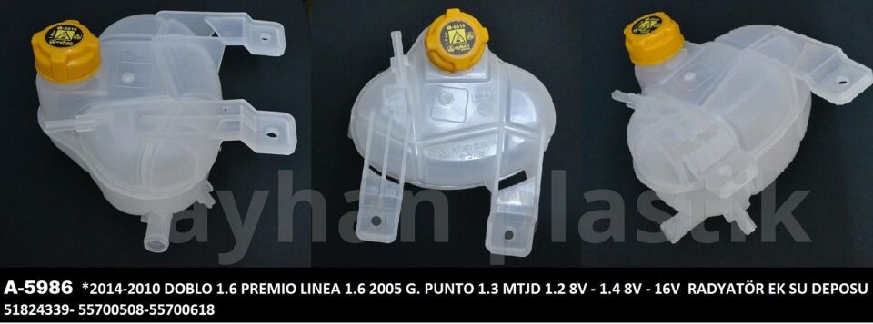 GENLEŞME KAVANOZU KAPAKLI GRANDE PUNTO 05 > DOBLO PREMIO 1.6 MJTD 13 > RADYATÖR EK SU DEPOSU