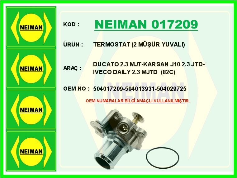 TERMOSTAT 2 MÜŞÜR YUVALI DUCATO 2.3 MJT-KARSAN J10 2.3 JTD-IVECO DAILY 2.3 MJTD 82C