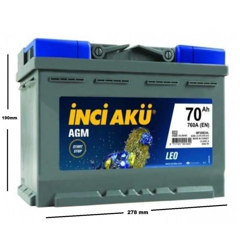 AKÜ 12V 70 AH START-STOP AGM LEO