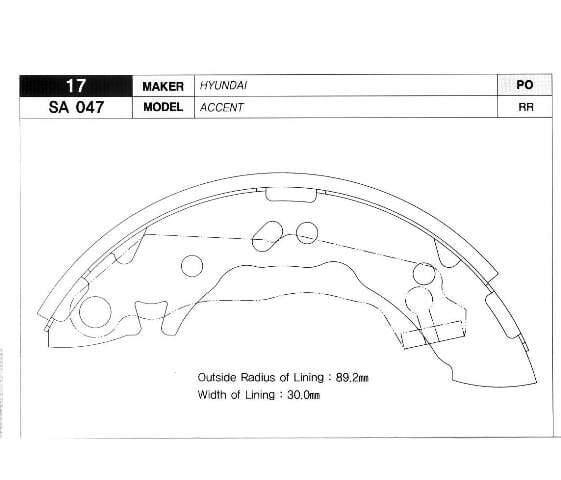 ARKA KAMPANA PABUÇ BALATA HYUNDAI ACCENT 1.3L 1.5L 4G13 4G15 95-00 / ATOS 1.0L 1.1L 98->