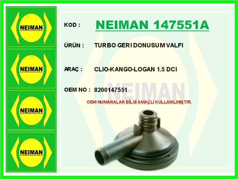 TURBO GERI DONUSUM VALFI CLIO-KANGO-LOGAN 1.5 DCI