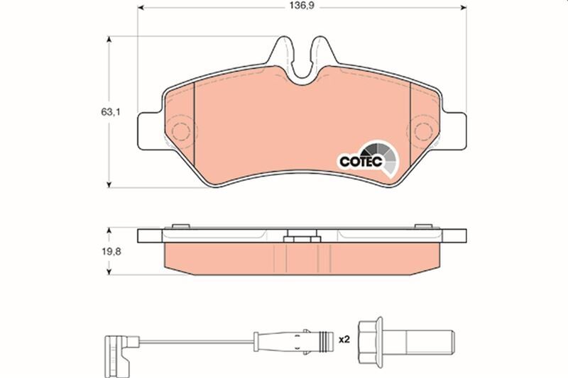 FREN BALATASI ARKA MERCEDES SPRINTER B906 06> . VW CRAFTER 30-35-50 TEK TEKER  A0044206920-2E0698451