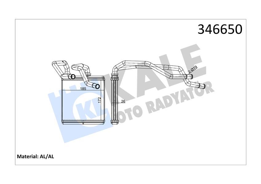 KALORİFER RADYATÖRÜ NISSAN QASHQAI 1.6L HR16DE J10 06-13/ 2.0L MR20DE J10 JJ10 07-12/ 1.5L Dci K9K d izel J10DE 06-13 / X-TRAIL 2.0L M9R T31 dizel 07->/ 2.0L MR20DE T31 07-> - ALEMİNYUM