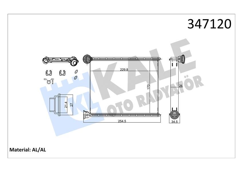 KALORİFER RADYATÖRÜ 308 1.4 16V-1.6 16V 07 > C3 1.4VTI 09 > KİLİMALI-KİLİMASIZ ARAÇLAR İÇİN