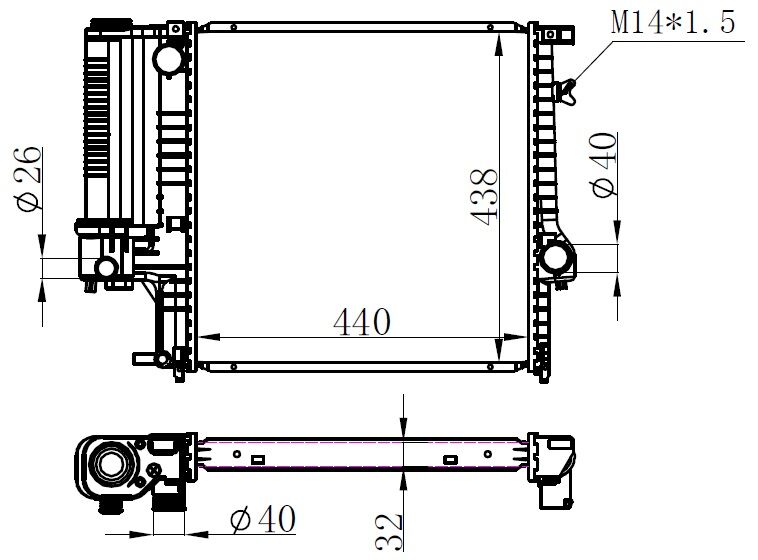 RADYATÖR MECHANİCAL JETTA 1.6 TDI 2010 >-A3 03 > MEK 650x448x26 650X448X34