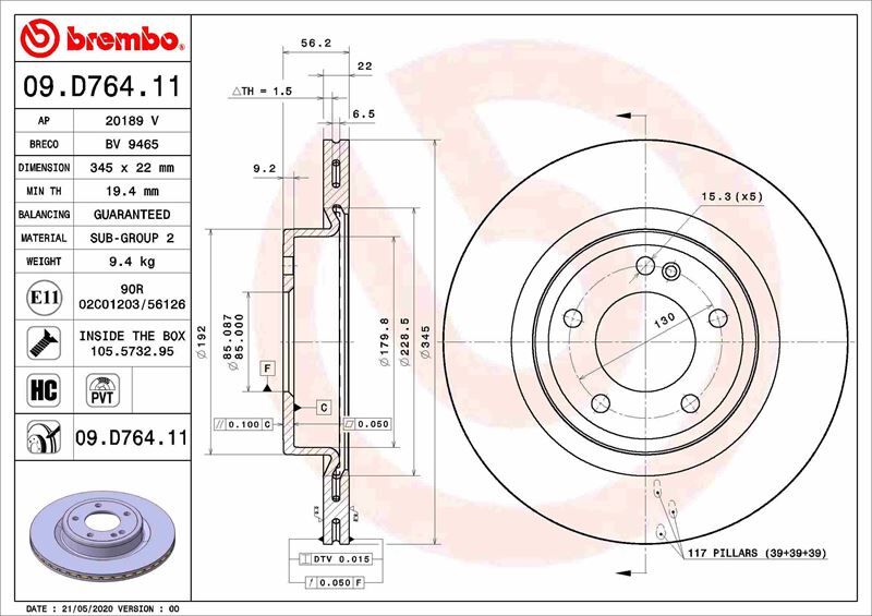 FREN DISKI ARKA MERCEDES G-CLASS W463 18>  A4634230100