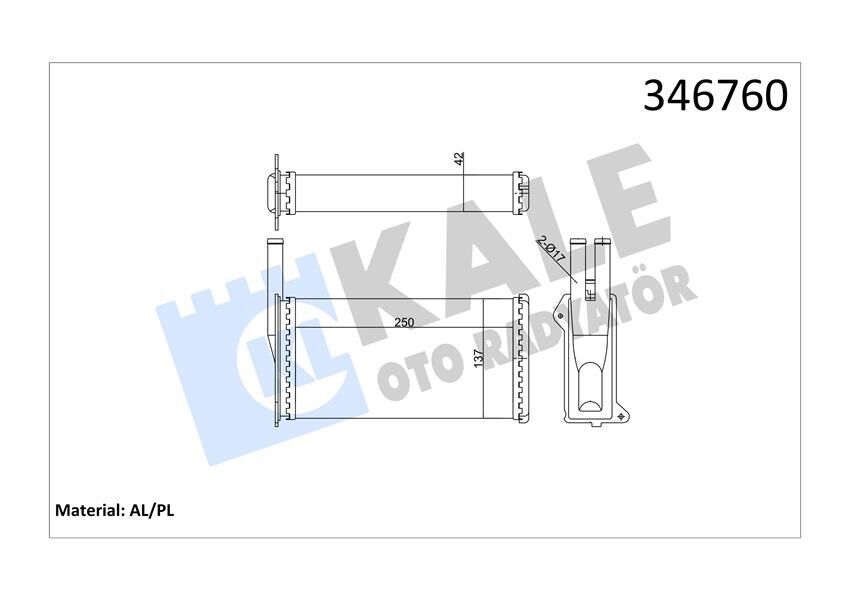 KALORİFER RADYATÖRÜ SIERRA AC KLİMASIZ 249x134x42  85GG18B539CD-7232897-1630103