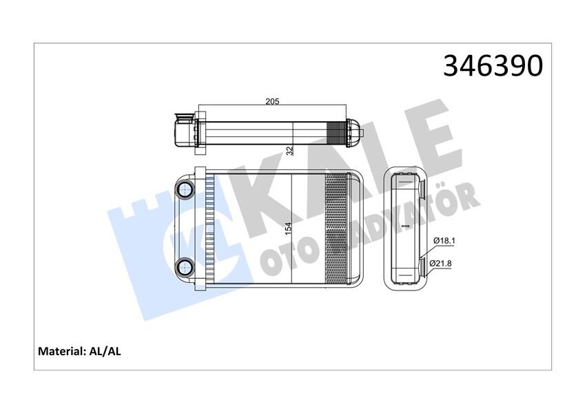 KALORİFER RADYATÖRÜ OPEL ASTRA J ASTRA J GTC 10> ASTRA K-ZAFIRA TOURER C 15>  1618297-13287939