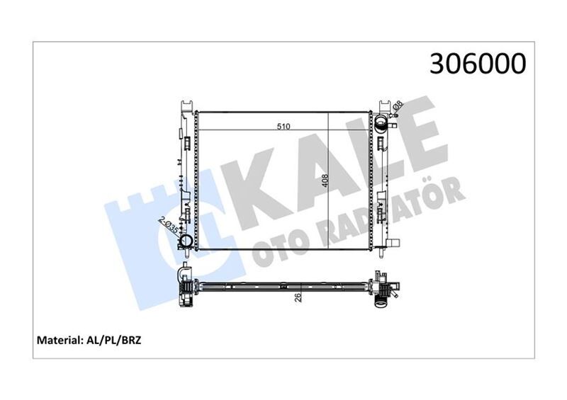 RADYATÖR CLIO IV-LOGAN II-DOKKER-LODGY 1.5 DCİ 26mm BRAZING