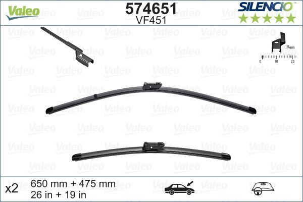 SİLECEK 650/480cm x2 FLATBLADE-MUZ TİPİ VM451 FORD MONDEO IV 07 > VOLVO C70 06 >  7S71S17528AA-1537084-31276070