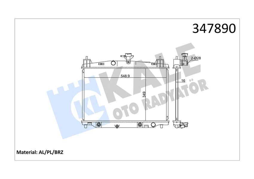 RADYATÖR 2 DE. DH 1.5 07<15 AT AL/BRZ 349X548.9X16