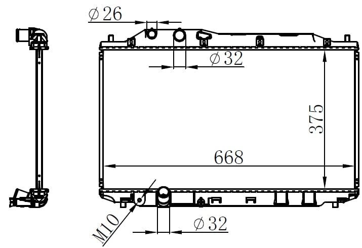 RADYATÖR BRAZİNG KALIN TİP HONDA CİVİC SEDAN 06 > 375X668X26 MEK.
