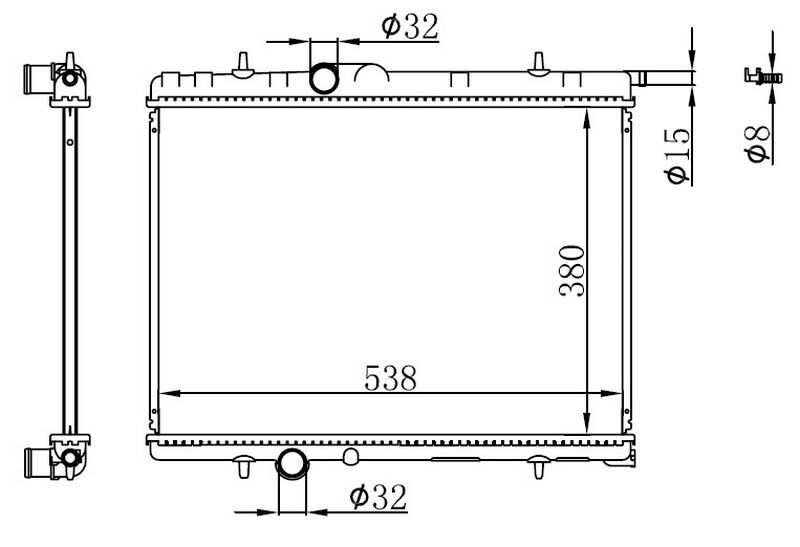 RADYATÖR BRAZİNG KALIN TİP PEUGEOT 206 1.6İ-1.4HDI 98 > 380X538X26 MEK.  9835996080-1331.LS-1330.N7-1330.F4