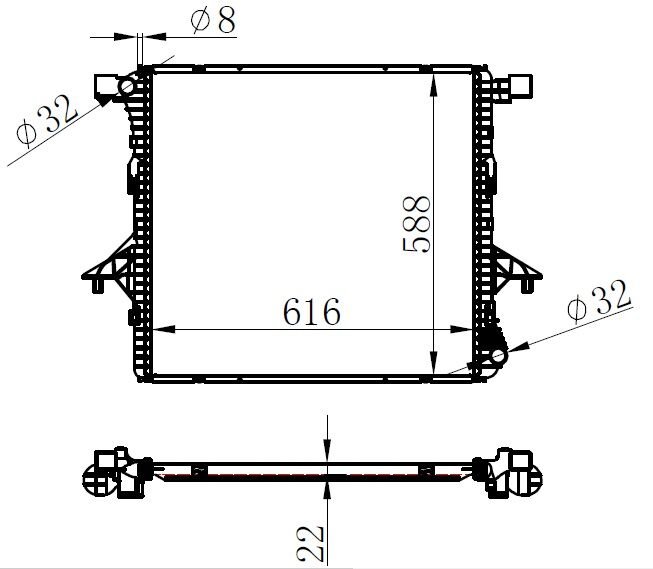 RADYATOR BRAZİNG MT 616X578X22 AMAROK 2.0 TDI 2010 65298  2H0121253A