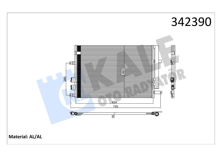 KLİMA RADYATÖRÜ ALFA ROMEO 159 1.9 JTDM -2005 > 606x408x16