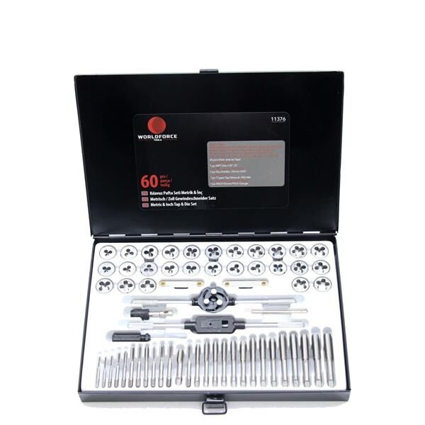 KILAVUZ PAFTA SETİ METRİK-İNÇ 60 PARÇA GARAJ EKİPMANLARI HIRDAVAT