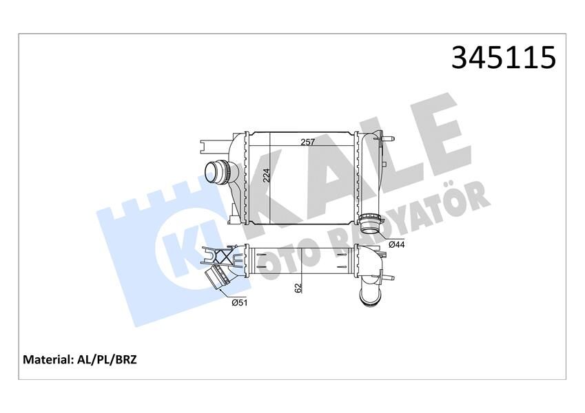 TURBO RADYATÖRÜ INTERCOOLER CLIO IV 12> CAPTUR 13> LOGAN II 12> SANDERO II 12> SYMBOL III 13> 0.9TCe 1.2TCe 1.5dCi 255x226x64 BRAZİNG MT