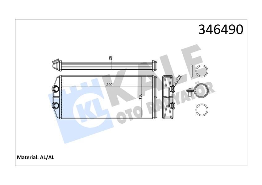 KALORİFER RADYATÖRÜ PARTNER 08> BERLINGO 08> 1.6 HDI-VTI P407 04> C4 06> C5 08> 1.6 HDI-THP 290X129X26 AL